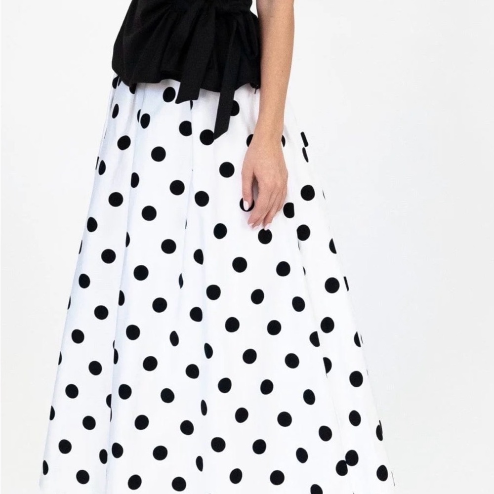 Eva Franco by Anthropologie Black and White Polka Dot A-Line Skirt